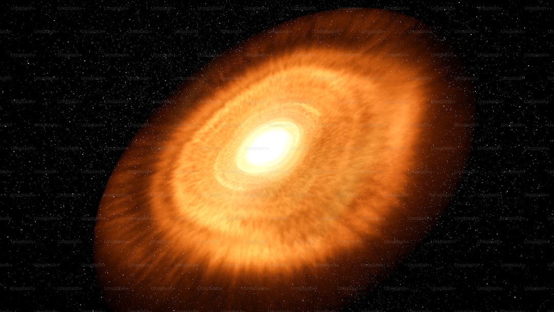 A very bright orange object in the dark sky