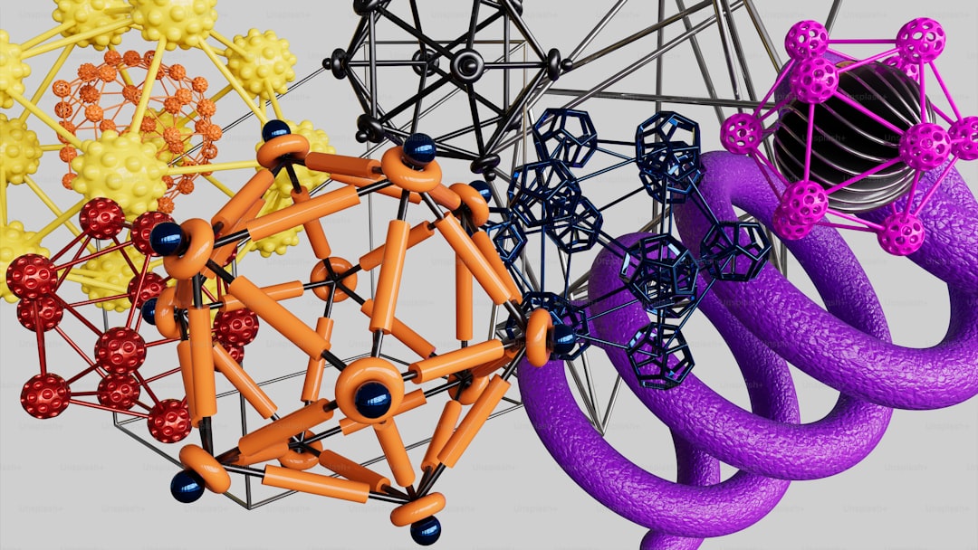 a bunch of different colored objects in a group