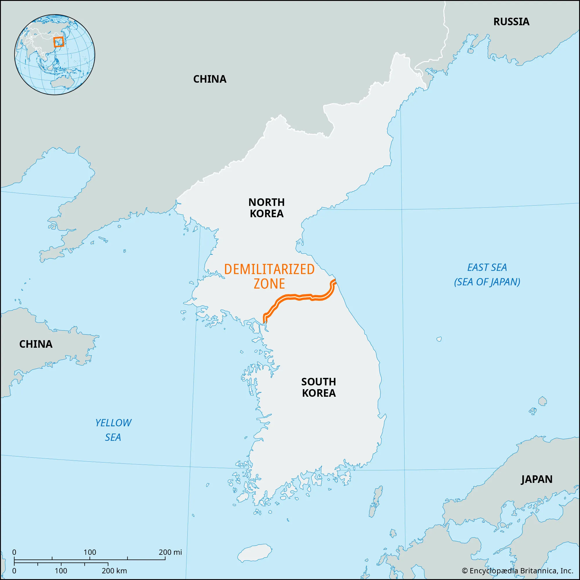 Demilitarized zone (DMZ) · Korean Peninsula History, Map ...